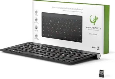 Produktbild von Russisch-Deutsche kabellose Funk 2,4GHz Tastatur Lacerto BELA-DR568 Slim