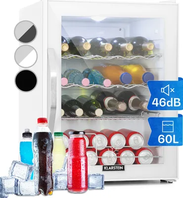 Produktbild von Klarstein Mini Kühlschrank mit Glastür, Mini-Kühlschrank für Zimmer, Getränkekühlschrank Klein mit Verstellbaren Ablagen, Kleiner Kühlschrank mit Wellenform-Racks, 60 Liter Kühlschrank Leise