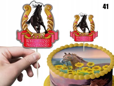 Zdjęcie produktu dla TOPPER NA TORT ozdoba dekoracja urodziny torcik KONIE KOŃ KONIK FILMY