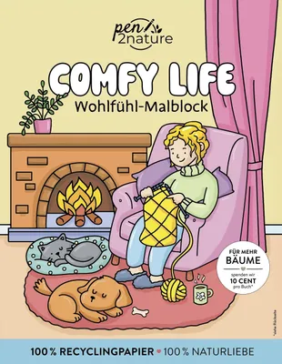 Produktbild von Comfy Life Wohlfühl-Malblock Cozy Coloring, Ausmalbuch zum Entschleunigen, liebevolle Illustrationen