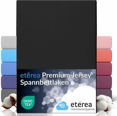 Zdjęcie produktu dla etea Premium Jersey prześcieradło z gumką czarne 180x200 - 200x200 cm