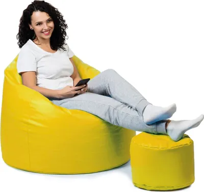 Produktbild von sunnypillow Premium XXL Sitzsack mit Hocker Riesensitzsack Outdoor & Indoor mit 320L Styropor Füllung Sessel für Kinder & Erwachsene Sitzkissen Sofa Beanbag viele Farben zur Auswahl Gelb