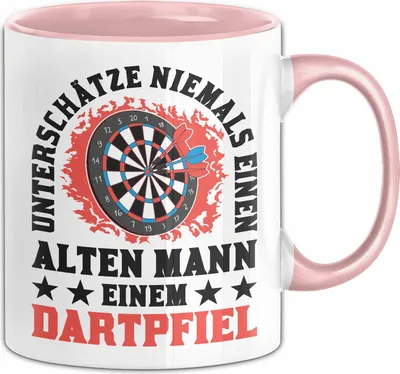 Produktbild von Unterschätze Niemals Einen Alten Mann Mit Einem Dartpfeil Tasse Geschenk (Rosa)