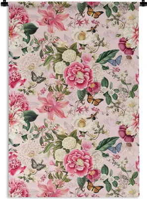 Produktbild von MuchoWow® Wandteppich Wandbehang Lilie - Blumen - Insekten 90x135 cm Tapisserie Dekoration Wandtuch - Baumwolle - Wandskulptur