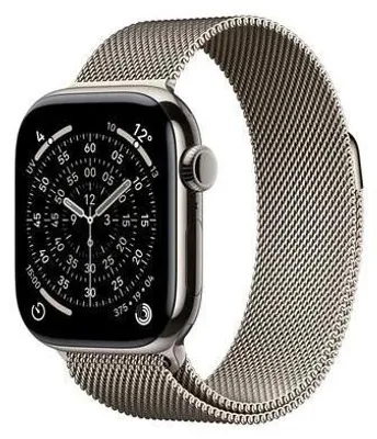 Image de Apple watch Apple Watch Series 11 GPS + Cellular 42mm Boitier en Titane Naturel avec Natural Milanese Loop