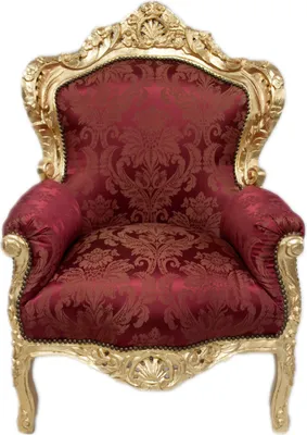 Produktbild von Barocksessel Barock Sessel Barockstuhl Armlehne Rot Gold Muster Stoff Esszimmer Wohnzimmer Büro Flur Schminkstuhl Klassisch Barock Stuhl Premium Luxus