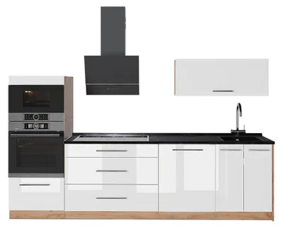 Produktbild von Küchenzeile Vicco Fame-Line Weiß Hochglanz/Goldkraft Eiche 280 cm, AP Anthrazit, Model 64699