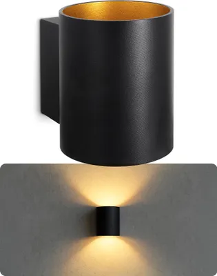 Produktbild von SSC-LUXon TUANI Wandleuchte Innen schwarz rund - Gold Design Wandlampe Up Down Leuchte inkl. 1x G9 LED Lampe 3W warmweiß