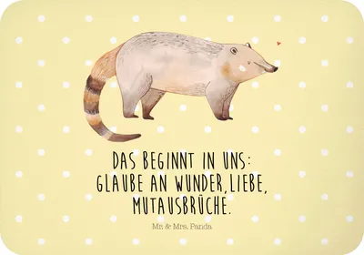 Produktbild von Mr. & Mrs. Panda magnet Nasenbaer - Gelb Pastell - Geschenk, Bär, Lustige Sprüche, memomagnet, Rüsselbär, Kühlschrankmagnet, Nasenbär, Nasenbären, haftmagnet