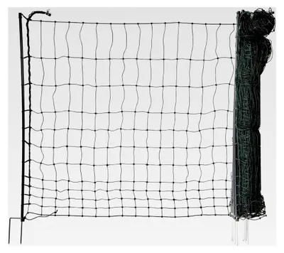 Produktbild von Hundezaun easyLine, 25 m lang, 110 cm hoch - mobiler Zaun ohne Strom, 7 PVC-Pfähle mit Doppelspitze, Hundezaun für Camping und Garten, grün