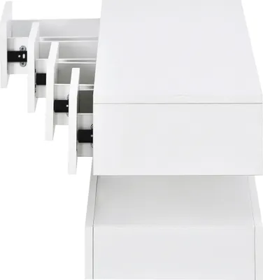 Produktbild von MODFU TV-Lowboard Weiß hochglanz TV-Schränke mit 16-farbiger LED-Beleuchtung,Fernsehtisch für Fernseher bis 55 Zoll, Fernsehbank,MDF,130×33×15 cm