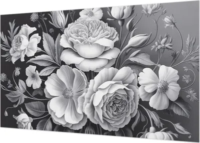 Produktbild von Fototapete - Wandbilder für Wohnzimmer - 416x254 - Dekorative Wandfolie - Modernes Design für Wanddekoration - Tapeten für Innenräume - Graue Blumen