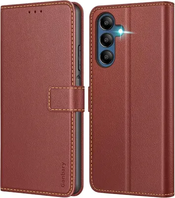 Produktbild von Samsung Galaxy A15 / A15 5G Handyhülle Leder Klapphülle Braun