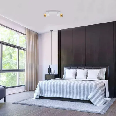 Produktbild von Deckenleuchte mit 2 schwenkbaren Spots in WEISS und GOLD für GU10 Glühbirnen