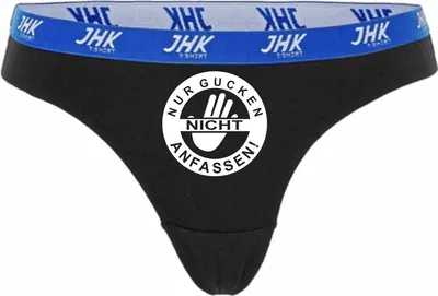 Produktbild von Damen Thong Slip - Boxer-0032-woman-black-h-S - schwarz - S - hinten - Nur Kucken, Nicht anfassen - lustiges Motiv - Spruch - Unterwäsche - Unterhose - Freizeit - lustig