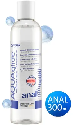 Produktbild von JOYDIVISION AQUAglide ANAL 300ml - Premium Gleitgel auf Wasserbasis extra viskos für den Analverkehr |  getestet & hautfreundlich | Frei von Duftstoffen, Farbstoffen & Parabenen | Kondomgeeignet & kompatibel mit Latex, Silikon- & Sexspielzeu