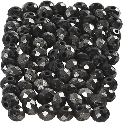 Produktbild von facettierte Perlen metallisch schwarz 4 mm 100 Stück