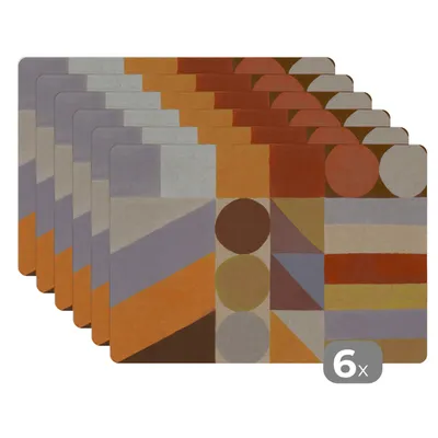 Obrázok produktu pre MuchoWow® Podložky Sada 6 umývateľných podložiek 45x30 cm Geometria - Tvary - Farby - Pastelové - Podložka na stôl Podložka Nekĺzavá a odolná voči teplu - Podložka - Podložka na stôl - Odolná voči teplote