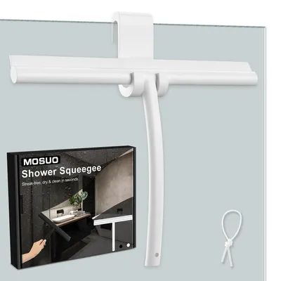 Produktbild von Duschabzieher aus Silikon mit Edelstahlgriff - 28 cm Weiß