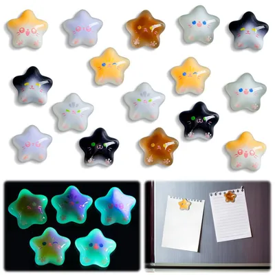 Produktbild von Witziges Set mit 16 Kühlschrankmagneten – Niedliche Sternmagnete für Spinde, Whiteboards, dekorative Magnettafeln, Schränke, Klassenzimmer und Büros.