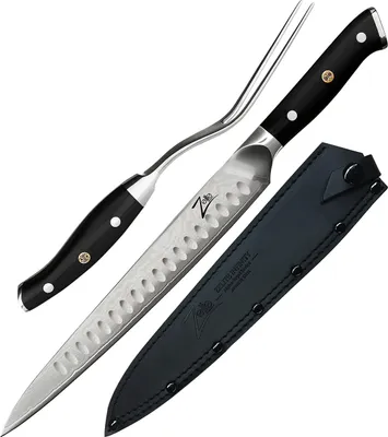 Image de Zelite Couteau Cuisine, Ensemble de 4 Couteaux à Steak, Couteau de type japonais en Acier du Damas, Kit Couteau Cuisine Professionnelle de 12,7 cm, Couteaux et Ustensiles de Cuisine, Set Couteau à Manche Noir