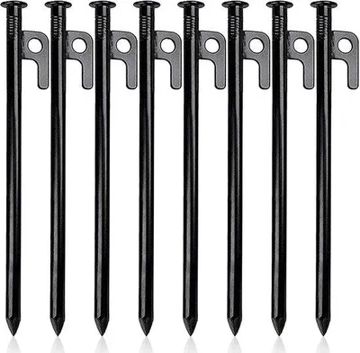 Immagine prodotto di Anelli Zeltheringe Ibencoa® Acciaio al carbonio – particolarmente robusti, 30 cm x Ø 9 mm, neri, set da 8 pezzi, ideali per terreni pesanti