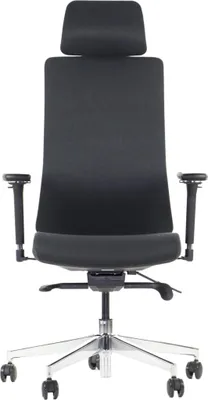 Produktbild von Drehbarer ergonomischer Bürostuhl AKCENT/F PLUS, verchromtes Gestell, verstellbare Armlehnen, verschiebbarer Sitz (vorne-hinten), Schwarz