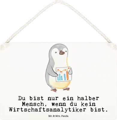 Produktbild von Mr. & Mrs. Panda Schild Wirtschaftsanalytiker Herz DIN A6 - Weiß - Geschenk, Holzschild, kleine aufmerksamkeit, holzbild, Türschild, Wandbild Holz
