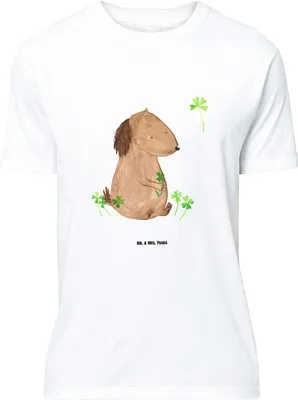 Produktbild von Mr. & Mrs. Panda Größe XL T-Shirt Hund Kleeblatt - Weiß - Geschenk, Tshirt, Shirt, mit Spruch, Glück, Viel, Sprüche