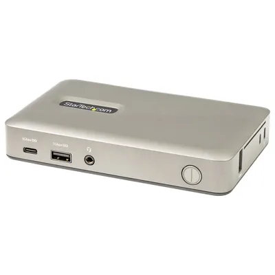 Produktbild von StarTech.com USB-C Docking Station - USB Typ C zu DisplayPort 4K 30Hz oder VGA - 65W USB Power Delivery Charging - 4 Port USB 3.1 Gen 1 Hub - Universal USB-C Dock für Laptop - Mini USB-C Dock mit Ethernet