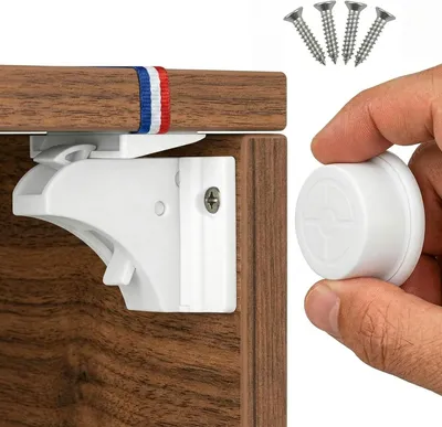 Obrázok produktu pre Neviditeľné magnetické zámky, 10 kusov + 2 kľúče, pre skrine, dvere a zásuvky, bez vŕtania