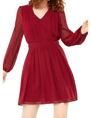 Image de Robe pour femme Naf Naf, modèle Madane, couleur rouge, coupe ample