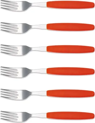 Produktbild von 6er Set Giesser Messer Besteck Gabel Essgabel Steakgabel groß - Rot