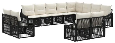 Immagine prodotto di Set divani da giardino 12 pezzi in polyrattan nero