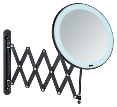 Image de WENKO Miroir cosmétique LED Miroir mural grossissant 5x Miroir BARONNA noir