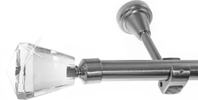 Produktbild von Edelstahl Look Gardinenstange 20mm Wandträger 1-läufig Knauf Kristall, Länge wählbar H50 E36 R