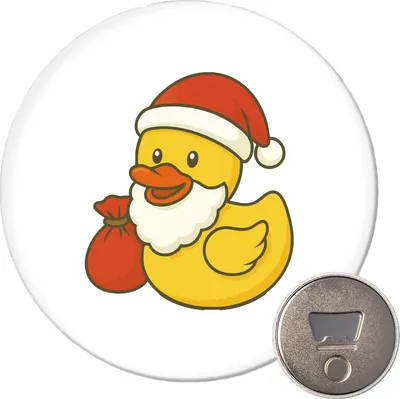 Produktbild von Huuraa Magnet Quietscheente Weihnachtsmann Comic Gummiente 59mm Kühlschrankmagnet rund Flaschenöffner Geschenkidee