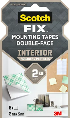 Produktbild von Scotch-FIX™ Doppelseitige Innenmontagequadrate Klebeband 25x25mm 16 Stück