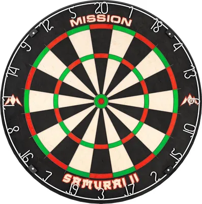 Produktbild von Professionelles Wettkampf-Dartbrett mit Ultradünnem Drahtbau - Fadensicherer Farbwechsel - Mission Darts Samurai II DB023 Dartbrett