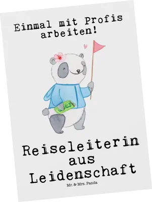 Produktbild von Mr. & Mrs. Panda Ansichtskarte Reiseleiterin Leidenschaft - Weiß - Geschenk, Postkarte, Fotokarte, Postkarten, Grußkarte, Ansichtskarten