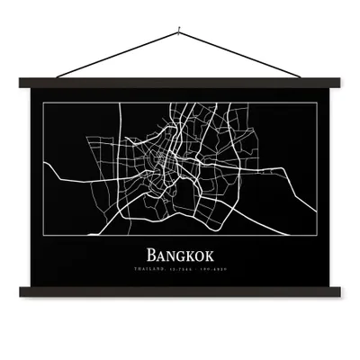 Produktbild von MuchoWow® Textilposter Bangkok - Karte - Stadtplan 120x80 cm mit schwarzem Rahmen - Wanddeko