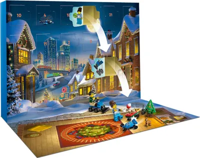 Produktbild von LEGO City Adventskalender 2025 - Weihnachten Spielzeug mit 24 Überraschungen - Zug, Auto & Traktor sowie 7 Minifiguren - Kalender zum Bauen - Geschenk für Jungen und Mädchen ab 5 Jahren – 60475