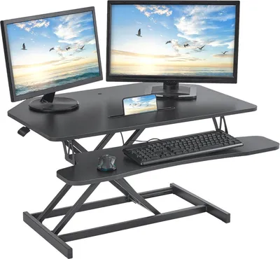 Immagine prodotto di Convertitore da scrivania seduto-in piedi Luxe – Nero – Doppio livello – Ergonomico e regolabile manualmente