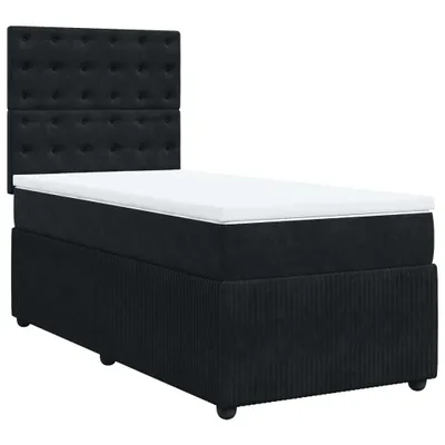 Produktbild von Boxspringbett mit Matratze Schwarz 80x200 cm Samt