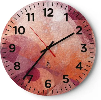Produktbild von Wanduhr - Rund - Glasuhr - Abstraktion modern - 30x30cm - Schleichendes Uhrwerk - Lautlos - zum Aufhängen bereit - Dekoration Modern - Wanddekoration aus Glas - C4AR30x30-3763