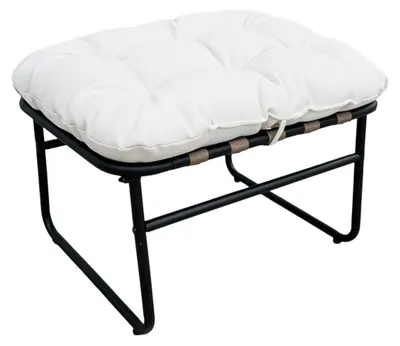 Immagine prodotto di Pouf imbottito Rebecca Mobili Zihan 45x63x47 cm in acciaio e poliestere, bianco e grigio scuro, stile moderno