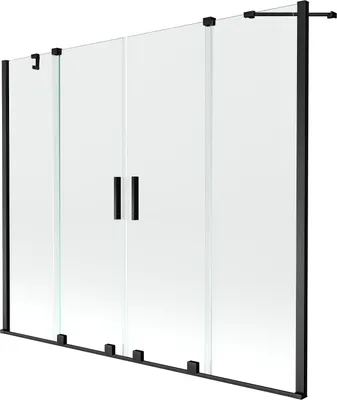 Produktbild von Mexen Velar Duo Badewannenabtrennung 2-flügelig, verschiebbar 170 x 150 cm, transparent, schwarz - 896-170-000-02-70