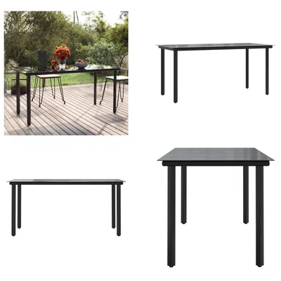 Produktbild von vidaXL Garten Esstisch Schwarz 160x80x74 cm Stahl und Hartglas - Esstisch - Esstische - Tisch - Gartentisch