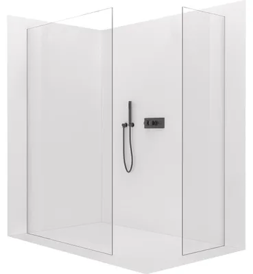 Obrázek produktu pro Sprchová zástěna Walk-in Crystal T L/P - 10 mm - bezvzpěrový systém - černá matná, transparentní sklo- 150x130x200 cm