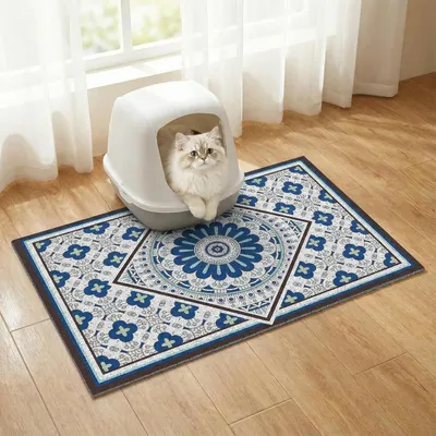 Imagen del producto de Alfombrilla antideslizante para gatos, 60 x 43 cm, lavable, para proteger el suelo